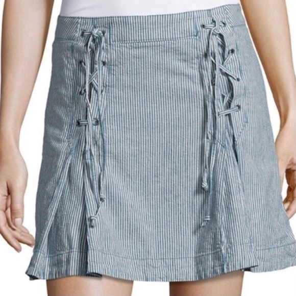 FREE PEOPLE Railroad Striped Mini Skirt size 0 - Picture 3 of 8